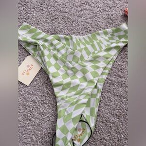 Aurelle Green and White Checkered Bikini Bottom
